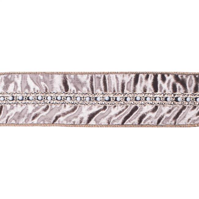 2.5" x 5Yd Platinum Velvet Pearl Trim