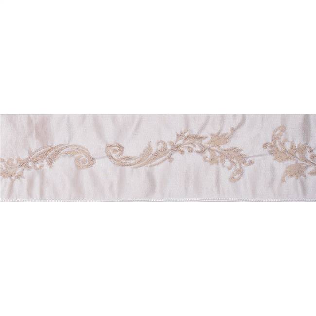 4" x 10Yd Ivory Acanthus Leaf Jacquard