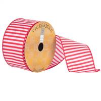 2.5" x 10yd White Red Nylon Stripe Wired