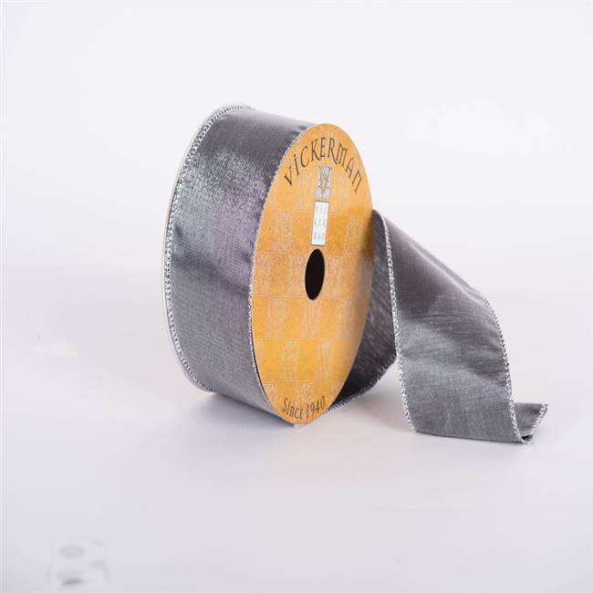 2.5" x 10yd Grey Shiny Satin