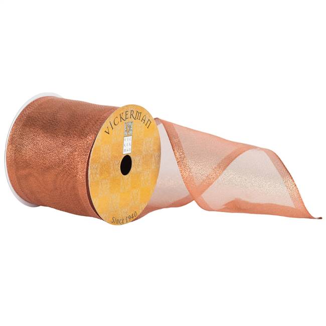 4" x 10yd Copper Shiny Wired