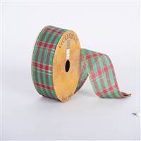 2.5" x 10yd Red Green Gold Plaid Wired