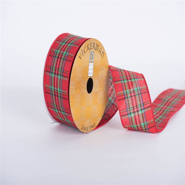 2.5" X 10yd Red Green Blue Gold Plaid