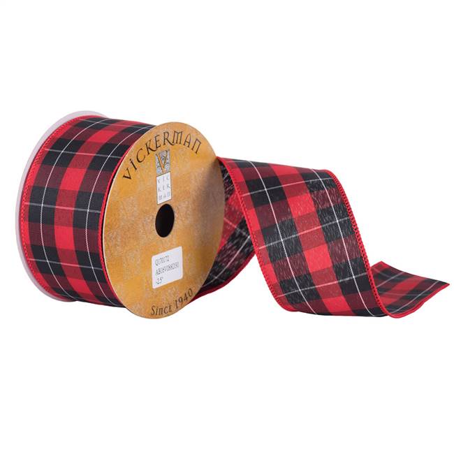 2.5" x 10yd Red White Black Plaid