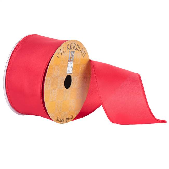 2.5" x 10yd Red Satin Wired