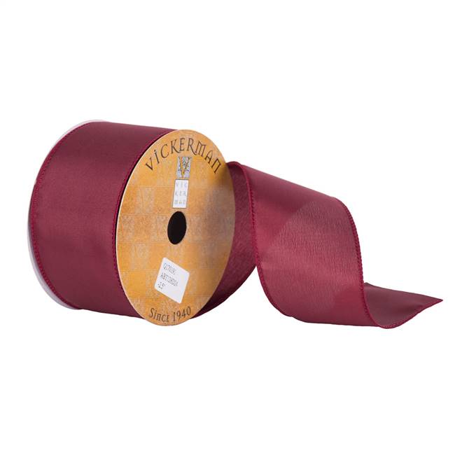 2.5" x 10yd Burgundy Satin Wired