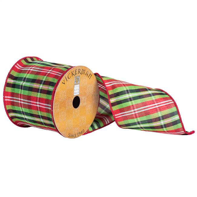 4" x 10yd Red Green White Plaid