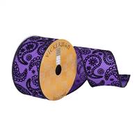 2.5"x10Yd Purple/Black Paisley Print