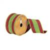 2.5"x10Yd Red/Green Striped Dupion