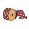 2.5"x10Yd Burgundy/Gold Metallic Dots