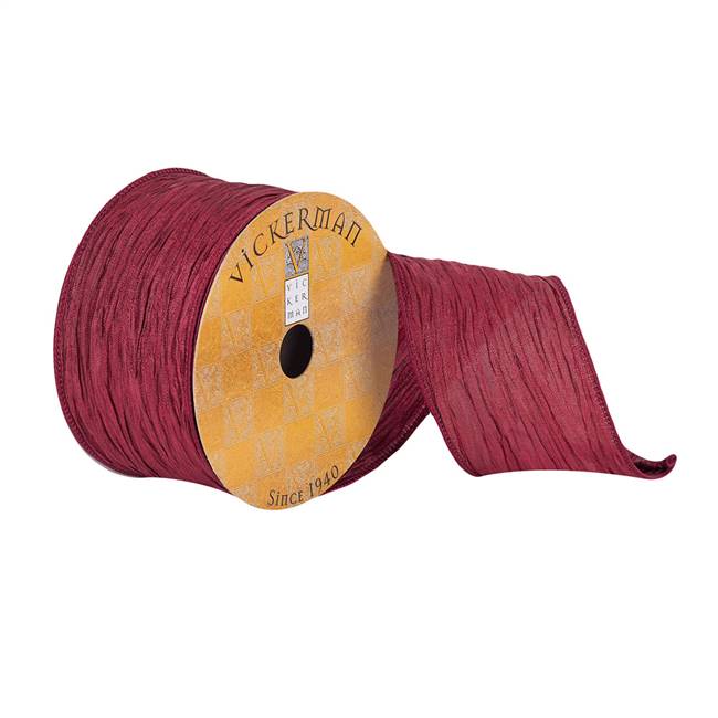 2.5"x10Yd Burgundy Woven Texture Dupion