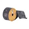 2.5"x10Yd Black Dupion White Glitter Dot