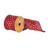 4"x10Yd Red Dupion Gold Metallic Dot Cen