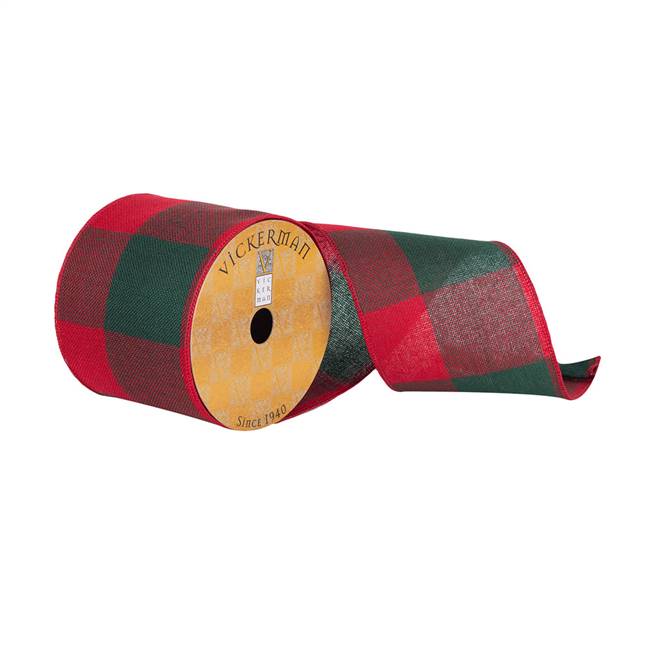 4"x10Yd Red/Green Soft Plaid Ribbon