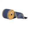 3.75"x10Yd Blue Dupion Gold Swirl Edge