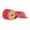 3.75"x10Yd Red Dupion Gold Swirl Edge