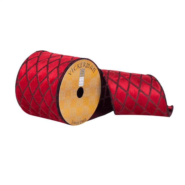 4"x10Yd Red Soft Woven Net Dupion Ribbon