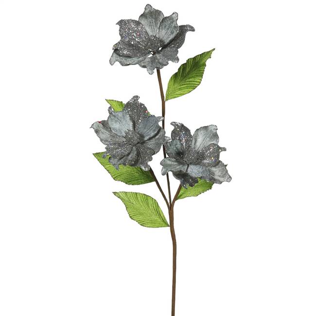 33" Pewter Magnolia x3, 4" Flower, 6/Box