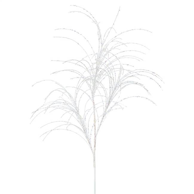 34" White Glitter Grass Spray 6/Bag