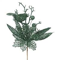 13" Emerald Poinsettia-Bird Pick 12/Bag