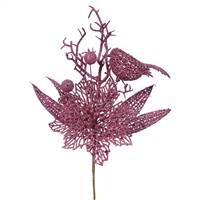 13" Mauve Poinsettia-Bird Pick 12/Bag