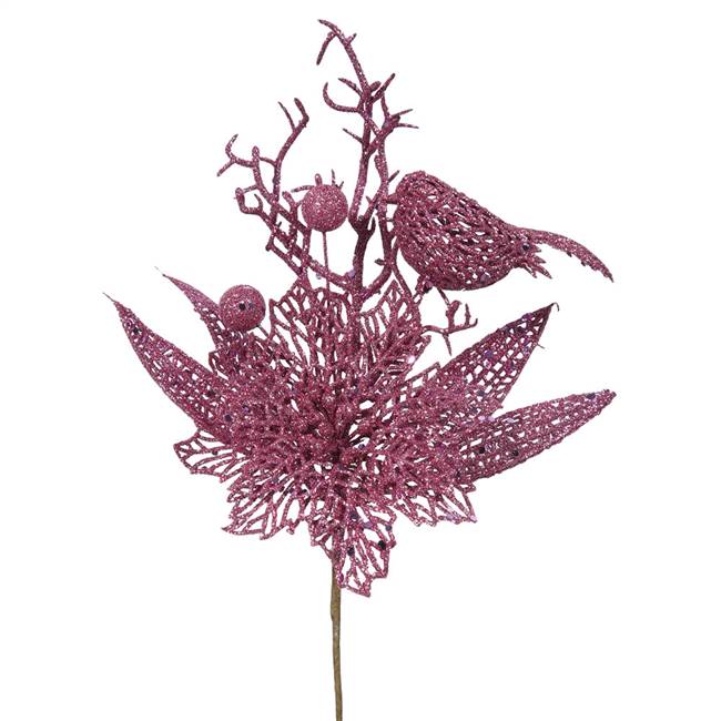 13" Mauve Poinsettia-Bird Pick 12/Bag
