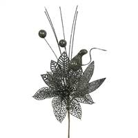14" Olive Poinsettia-Ball Pick 12/Bag
