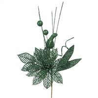 14" Emerald Poinsettia-Ball Pick 12/Bag