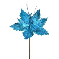 12" Turquoise Poinsettia Spray 6/Bag