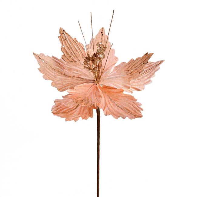 12" Rose Gold Poinsettia Spray 6/Bag