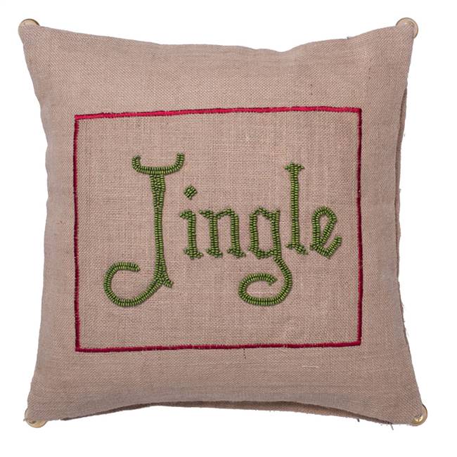 18" x 18" Burlap Jingle Pillow