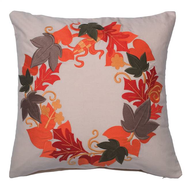 18" x 18" Harvest Wreath Pillow