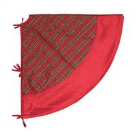 52" Red/Gold Plaid Treeskirt Red Trim