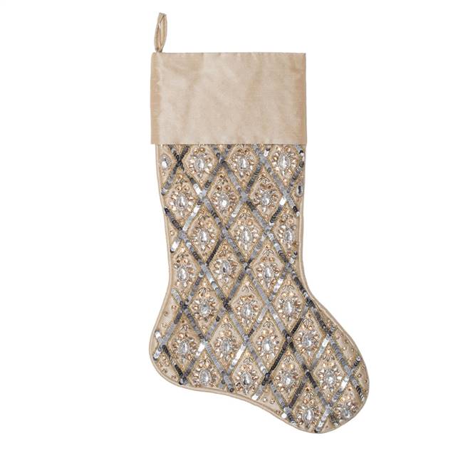 20" Champagne Sequin Pattern Stocking