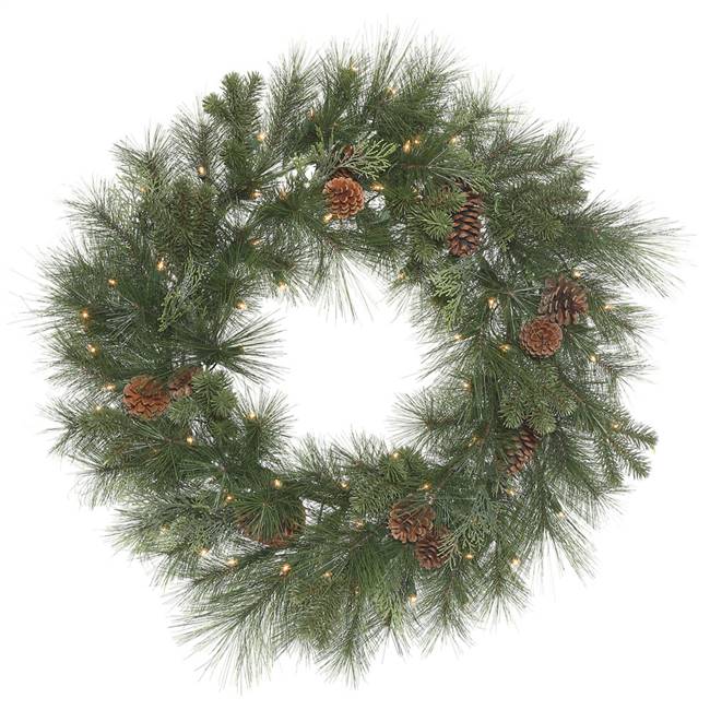 30" Grover Mix Pine Wreath Dura-Lit 70CL