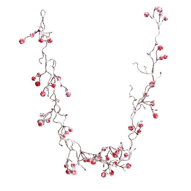 40" Frosted Snow Red Berry Garland 2/Bag
