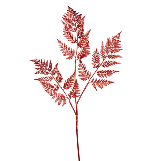 42" Red Shiny Fern Spray 2/Bag