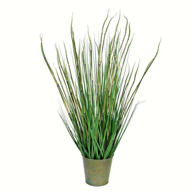 34" Green Grass In Iron Pot