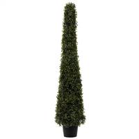 4' Potted Boxwood Cone 100 WmWht LED UV