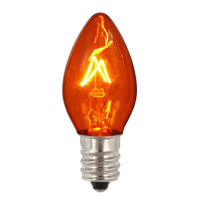 C7 Trans Amber Twinkle 120V 5W Bulbs