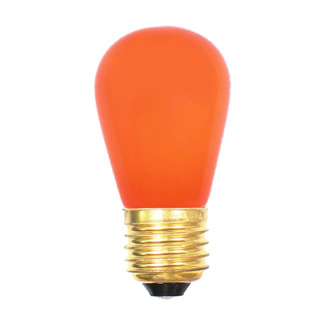 Orange Ceramic Med Base 130V 11 Watt Bul