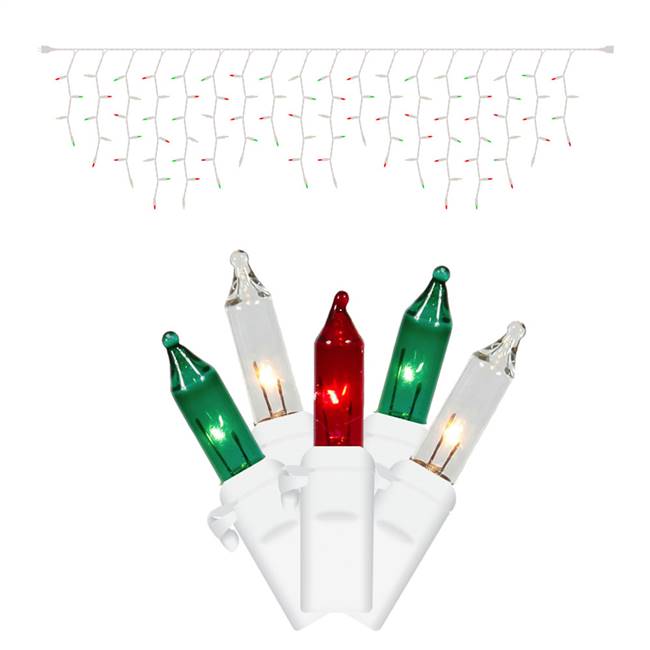 100Lt Red-Grn-White/Ww Icicle Ec Set 9'L