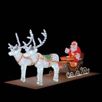 45"x 78"x 35" Santa Sleigh Deer 4120LED