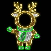 5' LED Green Deer Photo Tinsel Motif