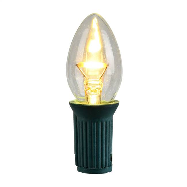 C7 LED WmWht Glass Transp Bulb 25/Box