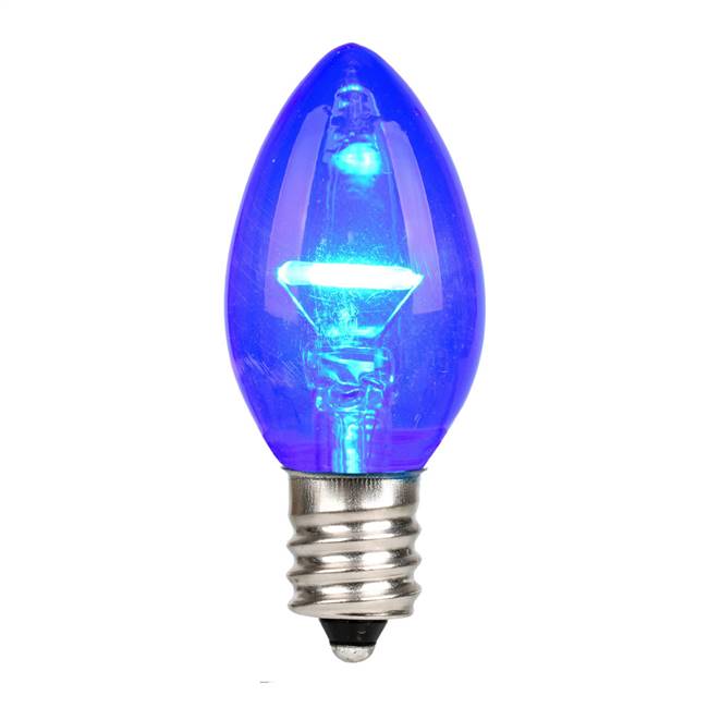 C7 LED Blue Glass Transp Bulb 25/Box