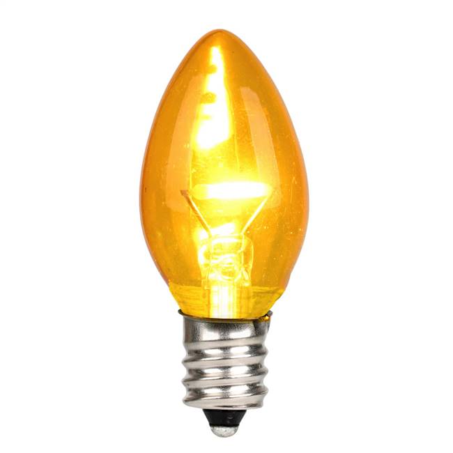 C7 LED Yellow Glass Transp Bulb 25/Box