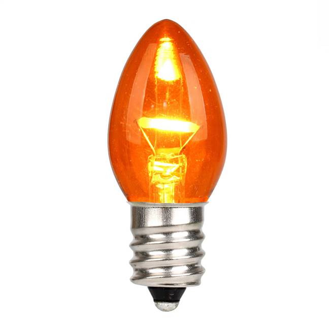 C7 LED Orange Glass Transp Bulb 25/Box