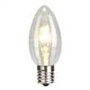 C9 LED WmWht Glass Transp Bulb 25/Box