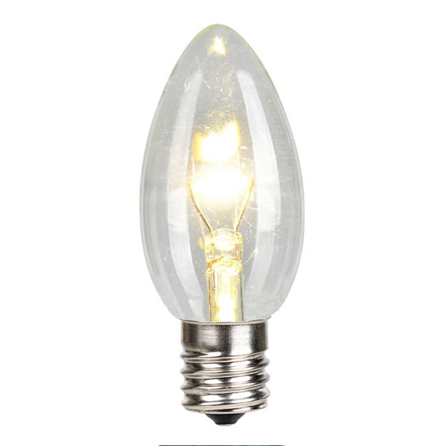 C9 LED WmWht Glass Transp Bulb 25/Box